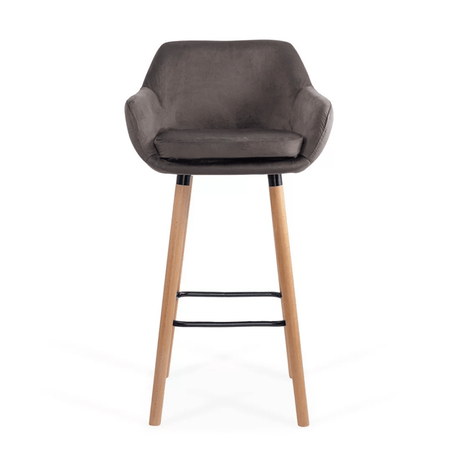 Scaun bar catifea picioare lemn sezut lavabil ABS1271 Studio