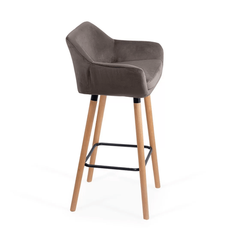 Scaun bar catifea picioare lemn sezut lavabil ABS1271 Studio