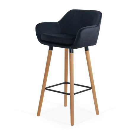 Scaun bar catifea picioare lemn sezut lavabil ABS1271 Studio