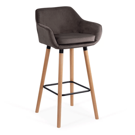 Scaun bar catifea picioare lemn sezut lavabil ABS1271 Studio MARO INCHIS