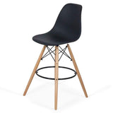 Scaun bar plastic picioare lemn ABS139 Scandinavian Leaf