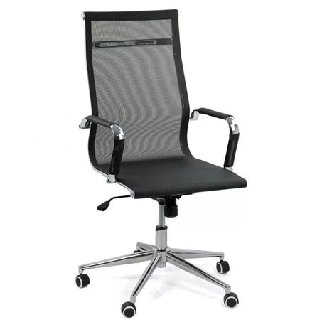 Scaun birou directorial plasa cadru otel cromat OFF803 Airsy NEGRU