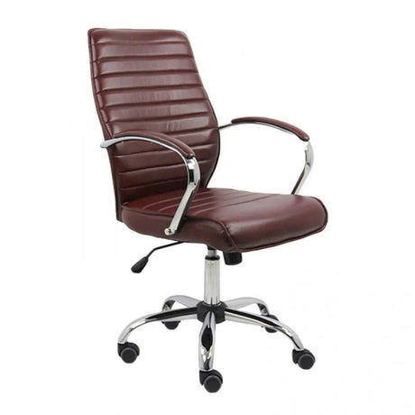 Scaun birou piele cadru otel reglaj balans OFF323 Contender MARO INCHIS