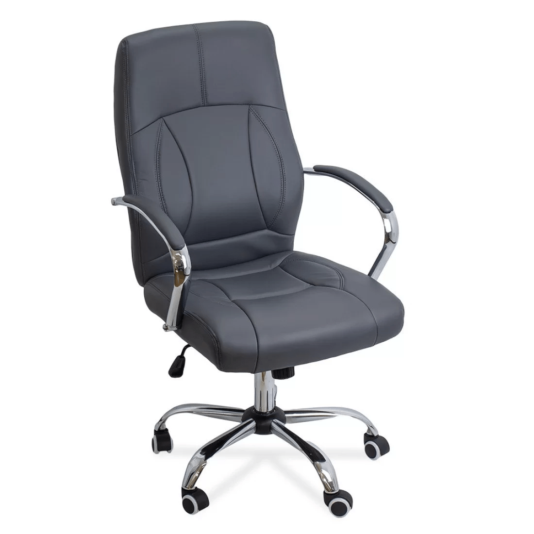 Scaun birou piele cadru otel reglaj balans OFF331 Business GRI INCHIS