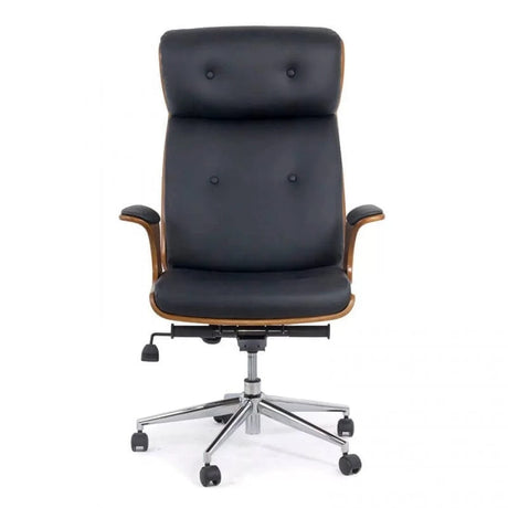 Scaun birou piele lemn cadru otel reglabil OFF1608 Magister NEGRU