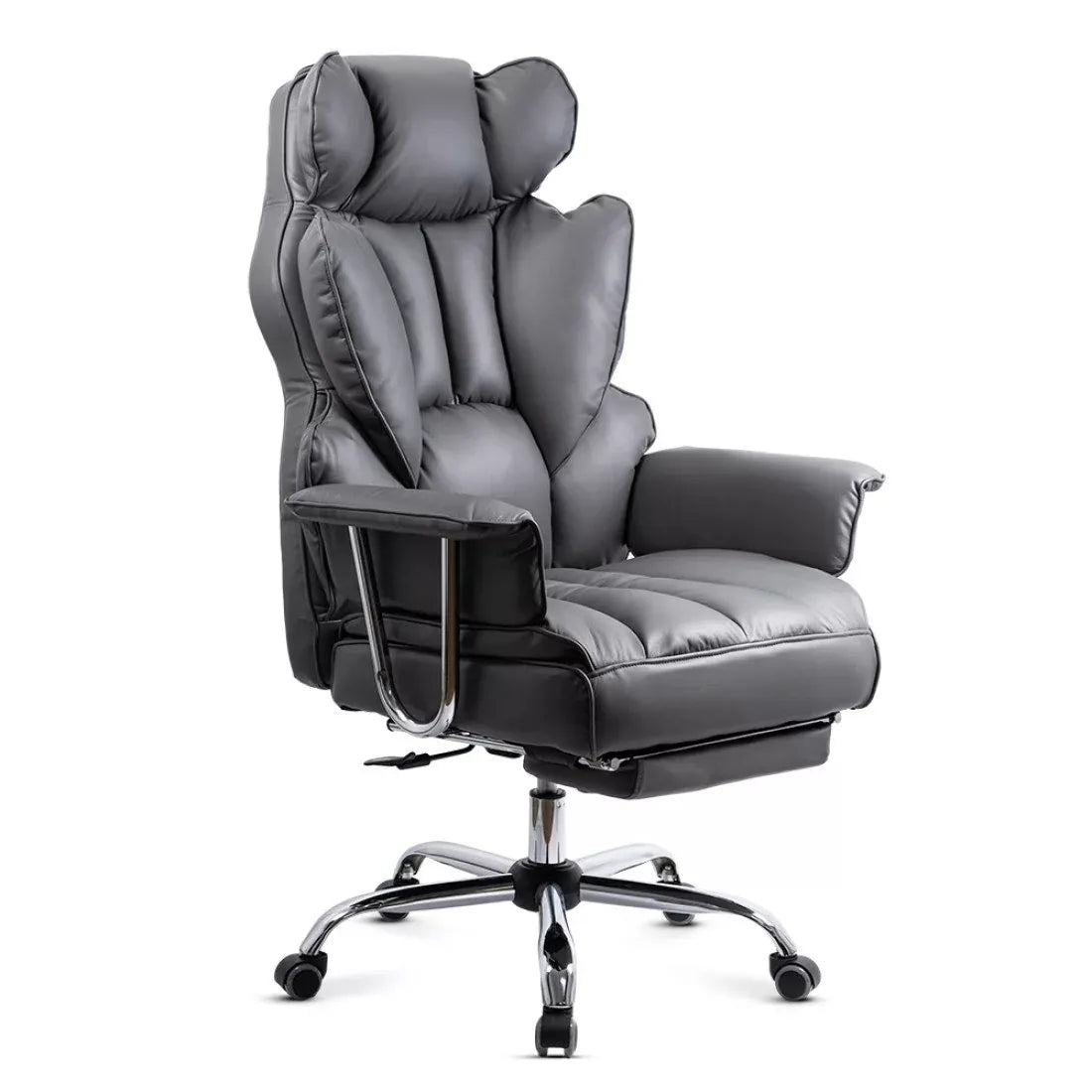 Scaun birou piele relaxare cadru otel 150 kg OFF413 Roy GRI INCHIS