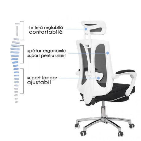 Scaun ergonomic relaxare stofa rabatabil OFF420 ProDynamix NEGRU