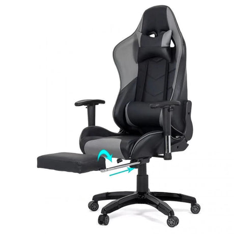 Scaun gaming piele brate reglabile perne relaxare OFF306 Jet