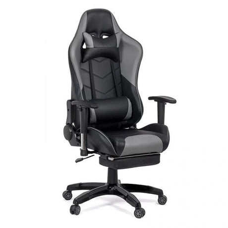 Scaun gaming piele brate reglabile perne relaxare OFF306 Jet GRI INCHIS