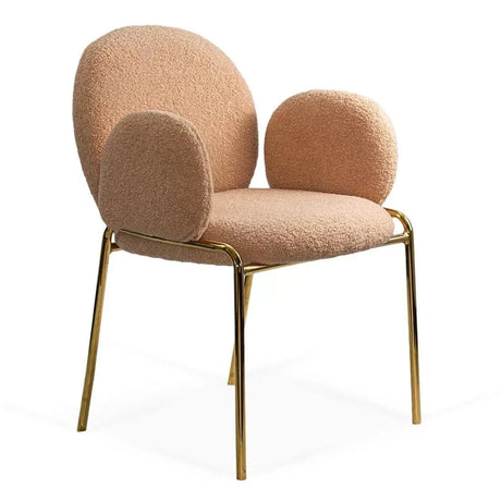 Scaun dining stofa buretat cadru metalic auriu BUC282 Rizz BEJ