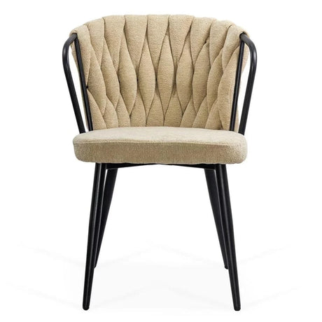 Scaun dining stofa buretat cadru metalic negru BUC 262 Doric BEJ