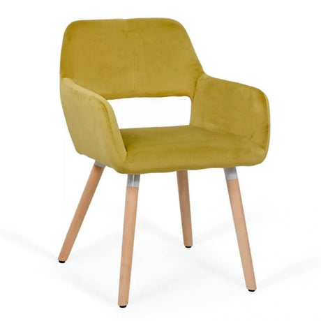 Scaun living catifea buretat cadru lemn fag BUC280 Cali GALBEN
