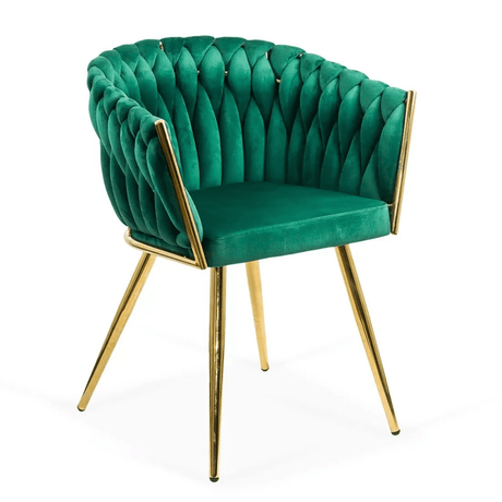 Scaun living catifea buretat cadru metalic auriu BUC261 Lyre VERDE INCHIS