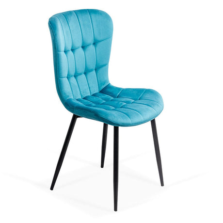 Scaun living catifea buretat cadru metalic negru BUC247 Azul TURCOAZ