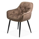 Scaun living catifea buretat cadru metalic negru BUC257 Ines