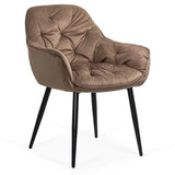 Scaun living catifea buretat cadru metalic negru BUC257 Ines MARO INCHIS