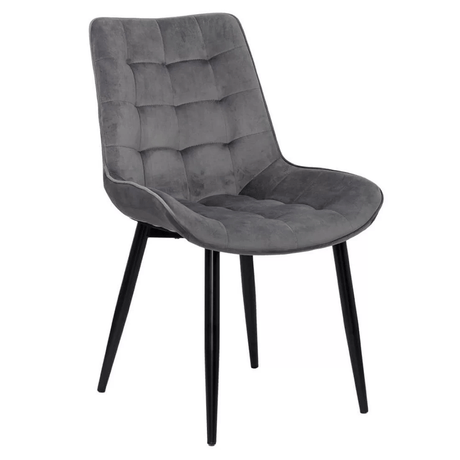 Scaun living catifea cadru metalic negru BUC206 D'Azur GRI INCHIS