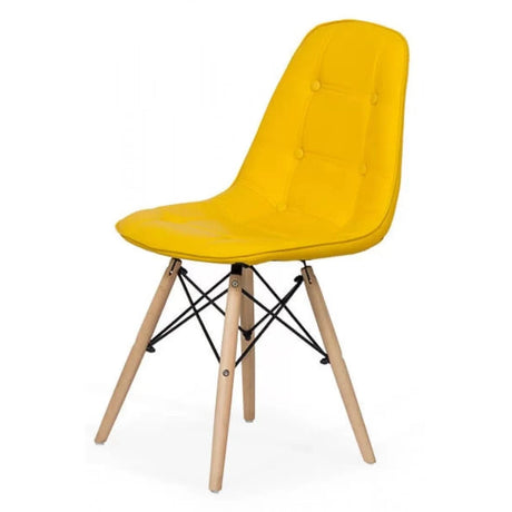 Scaun living piele buretat cadru lemn fag BUC232 Mediterana GALBEN