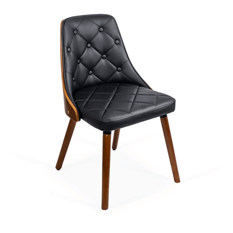 Scaun living piele buretat cadru lemn fag lacuit BUC024 Nook NEGRU