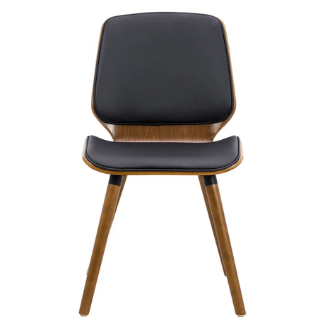 Scaun living piele cadru lemn spatar tapitat BUC019 Estate NEGRU