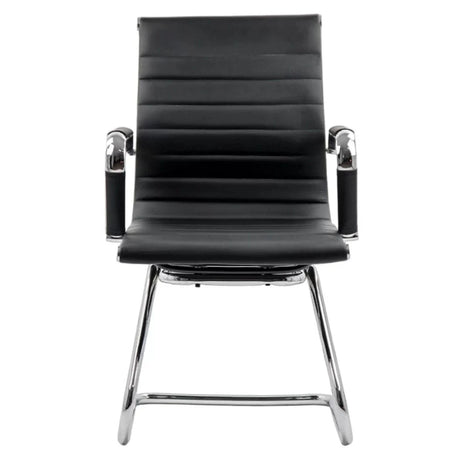 Scaun vizitatori piele cadru cromat fix OFF806 Genoa