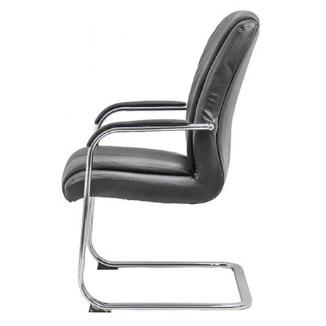 Scaun vizitatori piele cadru cromat fix OFF8117 Committee NEGRU