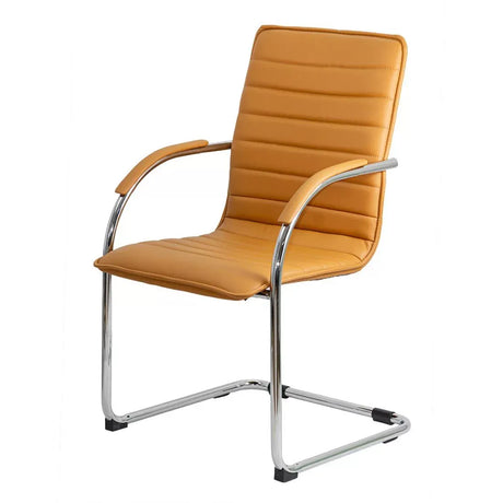 Scaun vizitatori piele cadru cromat fix OFF835 Bruxelles