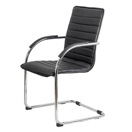 Scaun vizitatori piele cadru cromat fix OFF835 Bruxelles