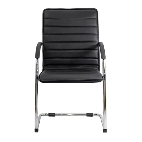 Scaun vizitatori piele cadru cromat fix OFF835 Bruxelles