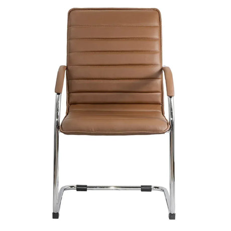 Scaun vizitatori piele cadru cromat fix OFF835 Bruxelles