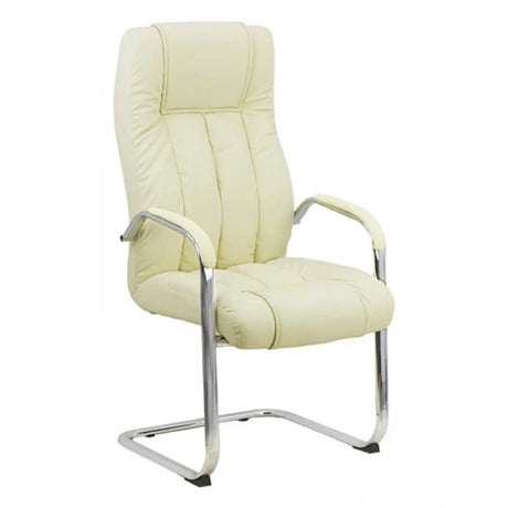 Scaun vizitatori piele cadru otel cromat fix OFF8115 Finese CREM