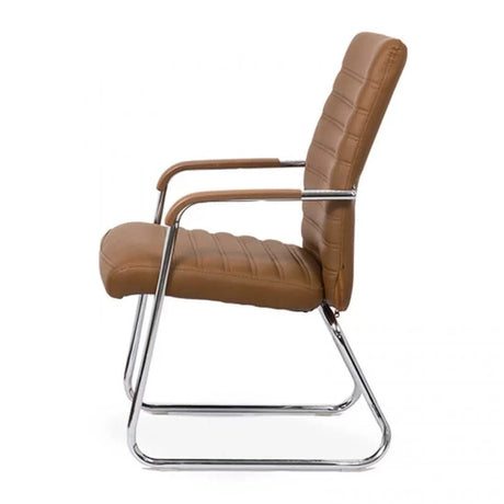 Scaun vizitatori piele cadru otel cromat fix OFF833 Prolex