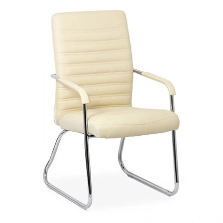 Scaun vizitatori piele cadru otel cromat fix OFF833 Prolex CREM