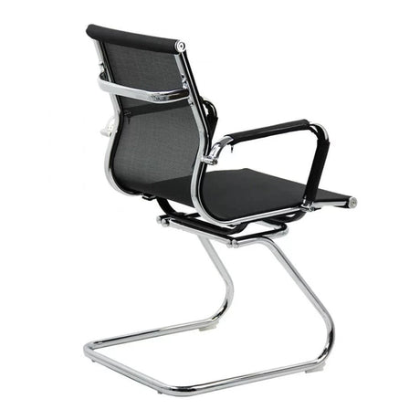 Scaun vizitatori plasa cadru cromat fix OFF804 Aero Guest NEGRU