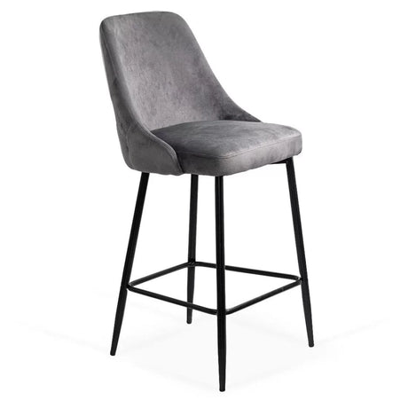 Scaun bar catifea cadru metalic negru ABS143 Ontario GRI INCHIS