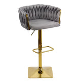 Scaun bar catifea cadru otel auriu ajustabil ABS118P Tuscan GRI INCHIS