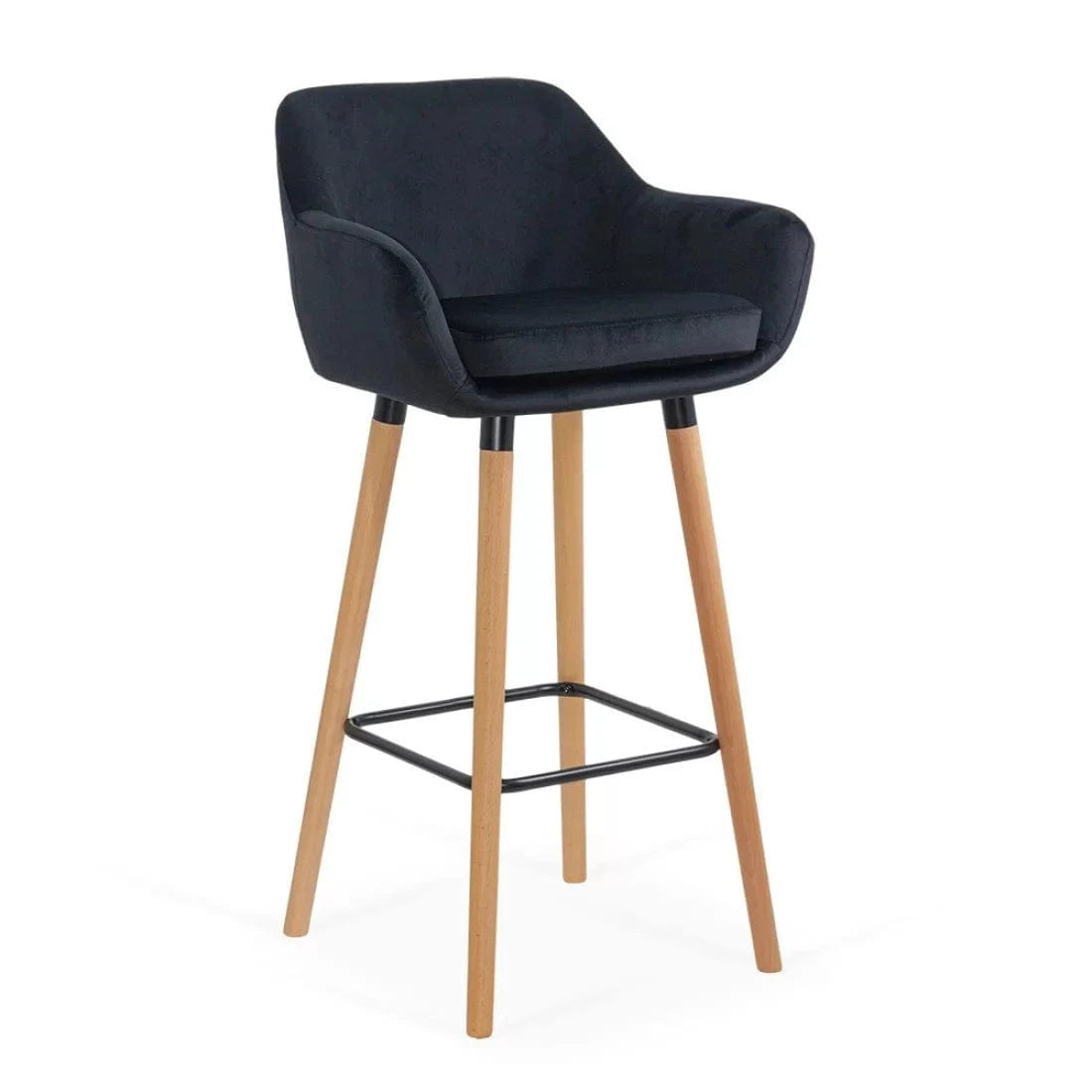 Scaun bar catifea picioare lemn sezut lavabil ABS1271 Studio NEGRU