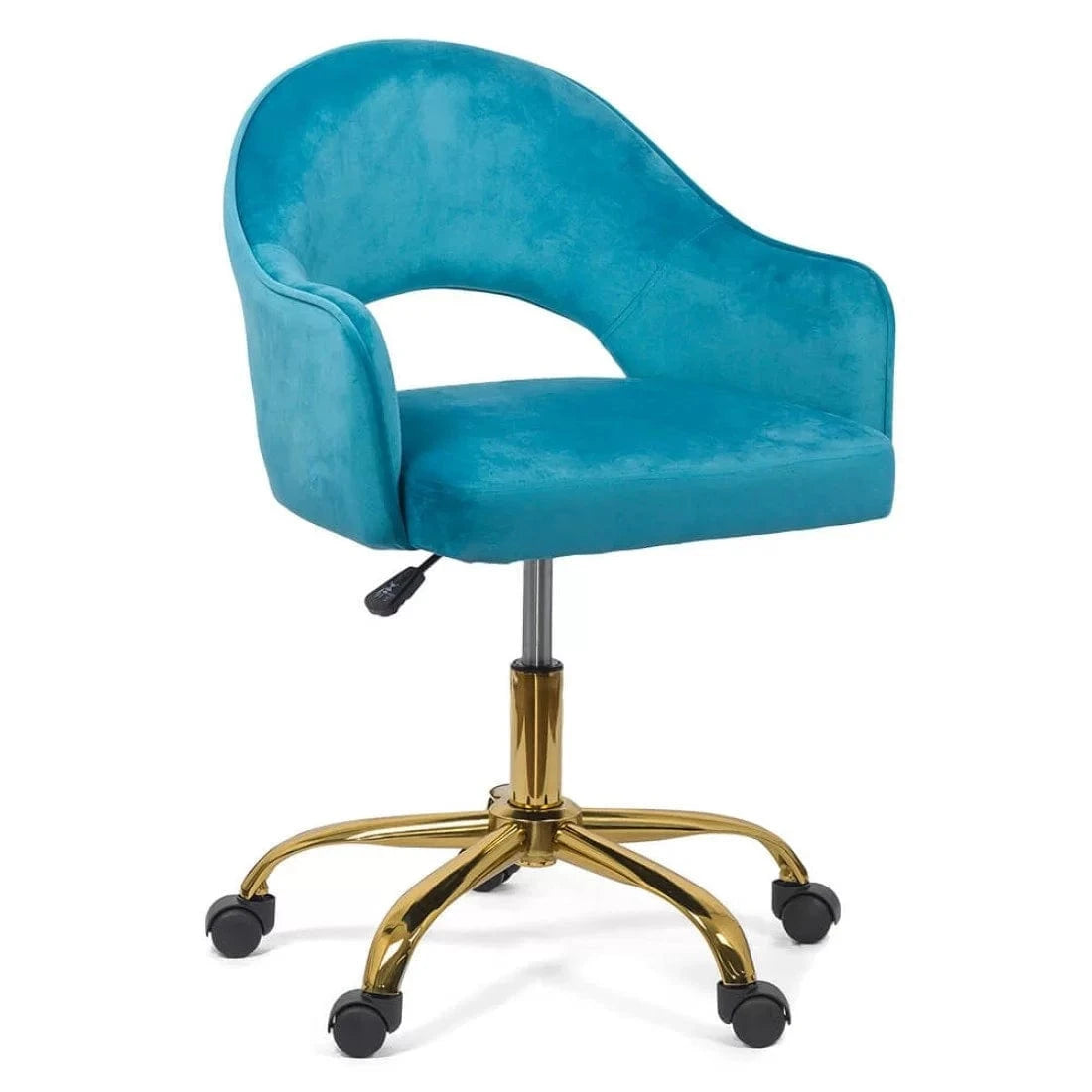 Scaun birou catifea buretat cadru auriu reglabil OFF640 Praetorium Gold BLEU