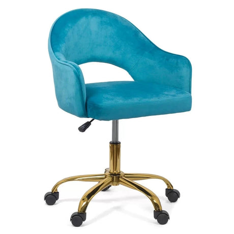 Scaun birou catifea buretat cadru auriu reglabil OFF640 Praetorium Gold BLEU
