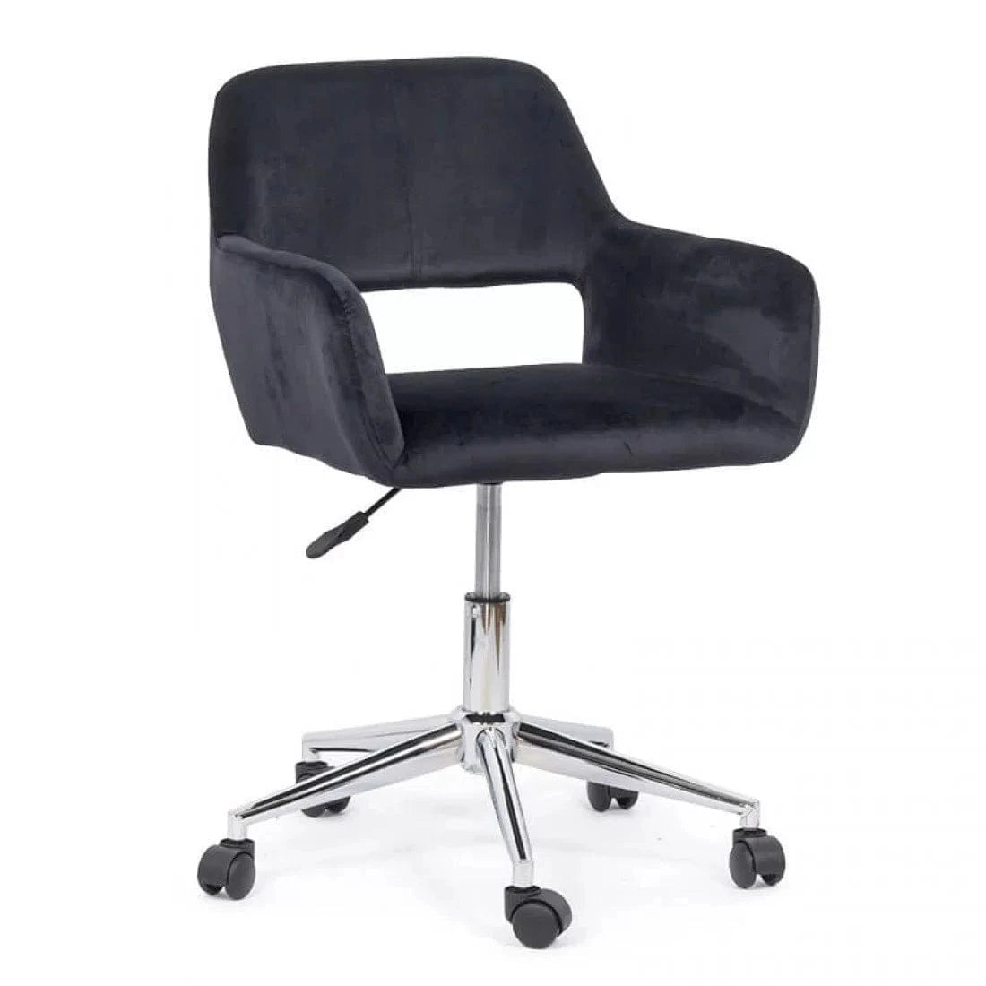 Scaun birou catifea buretat cadru cromat reglabil OFF380 Aero Retro NEGRU