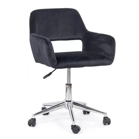 Scaun birou catifea buretat cadru cromat reglabil OFF380 Aero Retro NEGRU