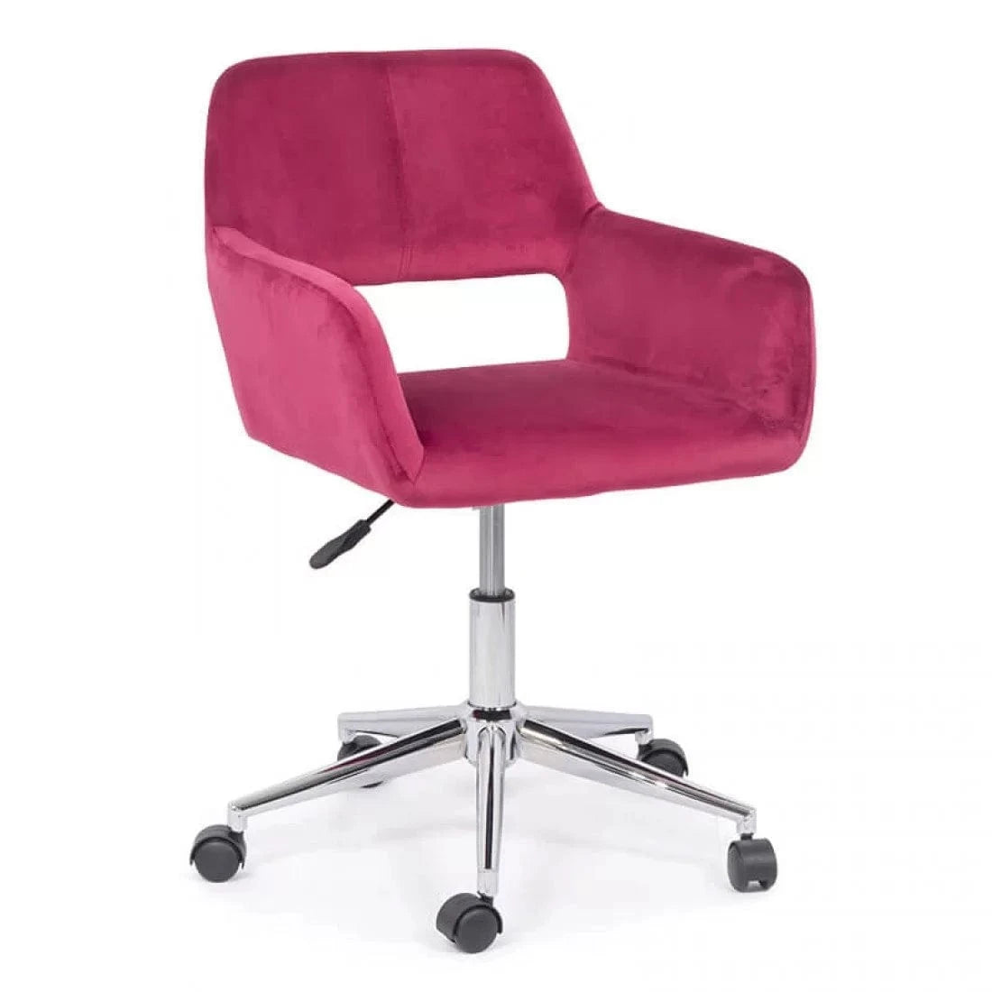 Scaun birou catifea buretat cadru cromat reglabil OFF380 Aero Retro ROSU