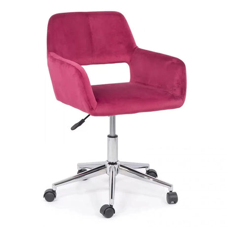 Scaun birou catifea buretat cadru cromat reglabil OFF380 Aero Retro ROSU