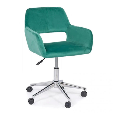 Scaun birou catifea buretat cadru cromat reglabil OFF380 Aero Retro VERDE INCHIS