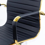 Scaun birou compact piele cadru auriu ajustabil OFF802A Essex NEGRU