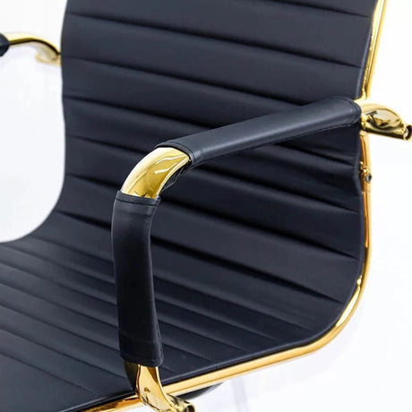 Scaun birou compact piele cadru auriu ajustabil OFF802A Essex NEGRU