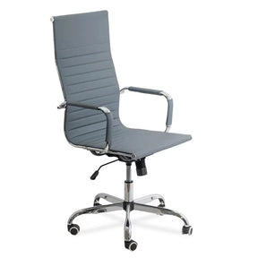 Scaun birou directorial piele cadru cromat ajustabil mecanism balans OFF802M Fresh Catwalk GRI INCHIS