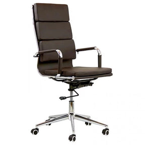 Scaun birou directorial piele cadru cromat ajustabil OFF808 Exchange MARO INCHIS