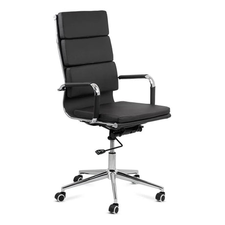 Scaun birou directorial piele cadru cromat ajustabil OFF808 Exchange NEGRU