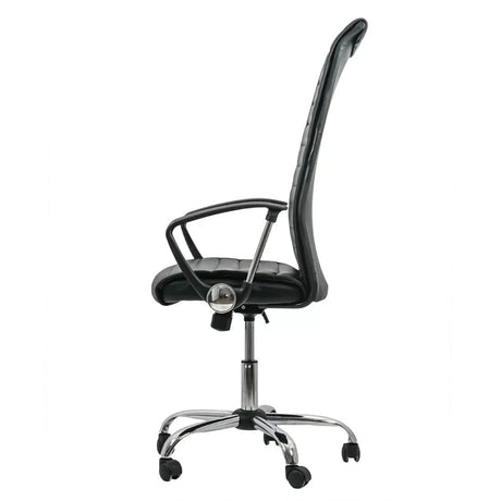 Scaun birou directorial piele spatar inalt mecanism balans OFF903 Highrise NEGRU